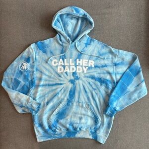 Barstool Sports Hoodie Blue Tie Dye Sweater Sweatshirt Call Her Daddy Alex Large